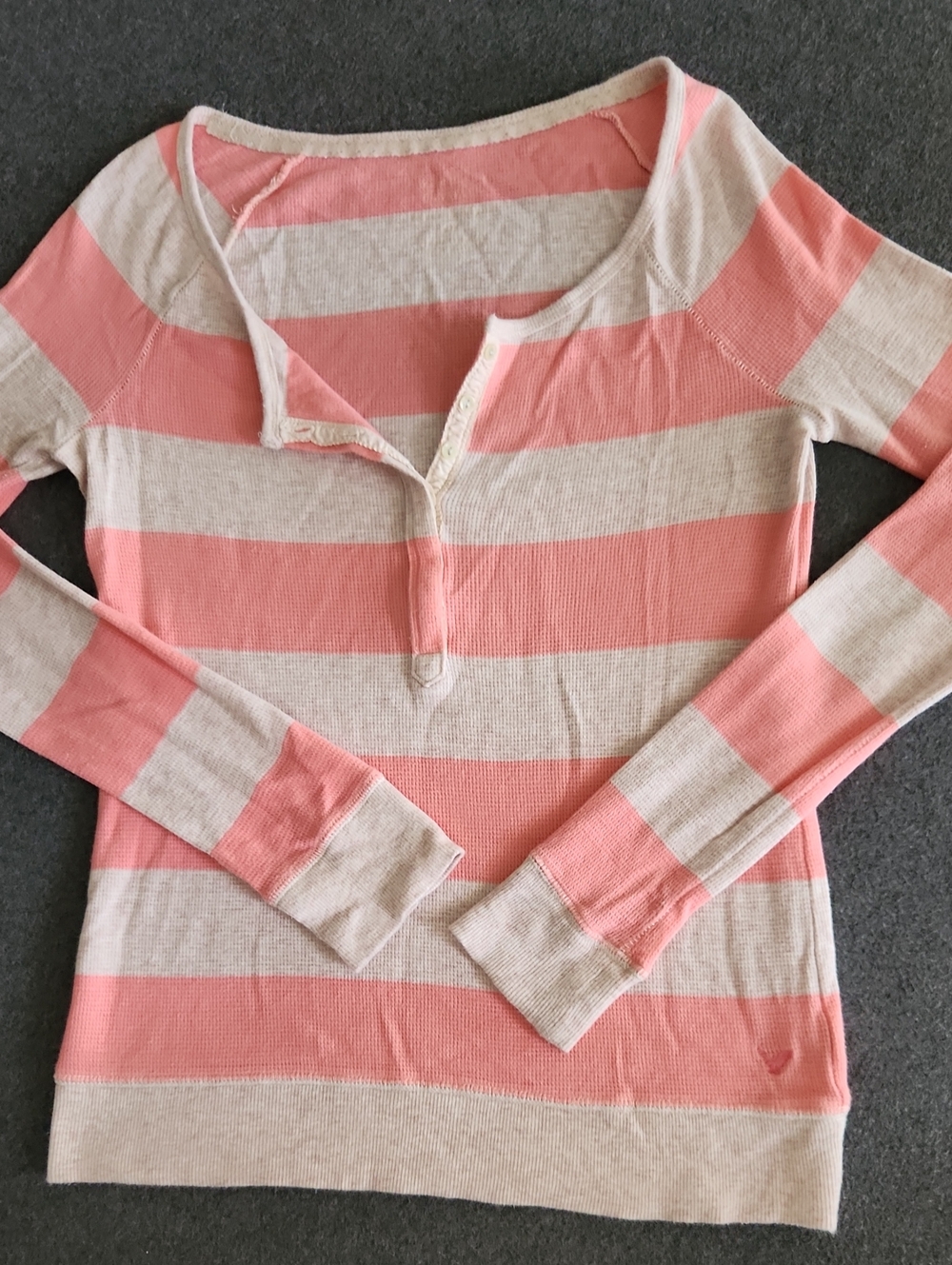 American Eagle Outfitters Womens Striped Long Sleeve Henley Sze S Bella Swan Y2K